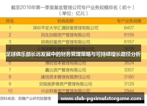 足球俱乐部长远发展中的财务管理策略与可持续增长路径分析